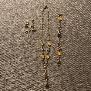 Yellow, brown and silver jewelry set